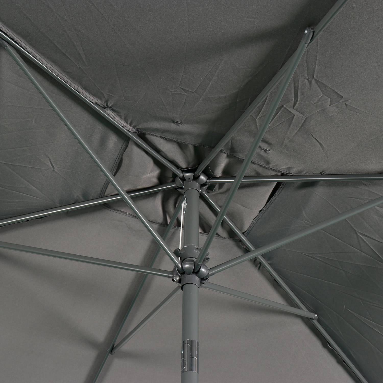Parasol droit rectangulaire 2x3m - Touquet gris - mât central en aluminium orientable et manivelle d'ouverture Photo5