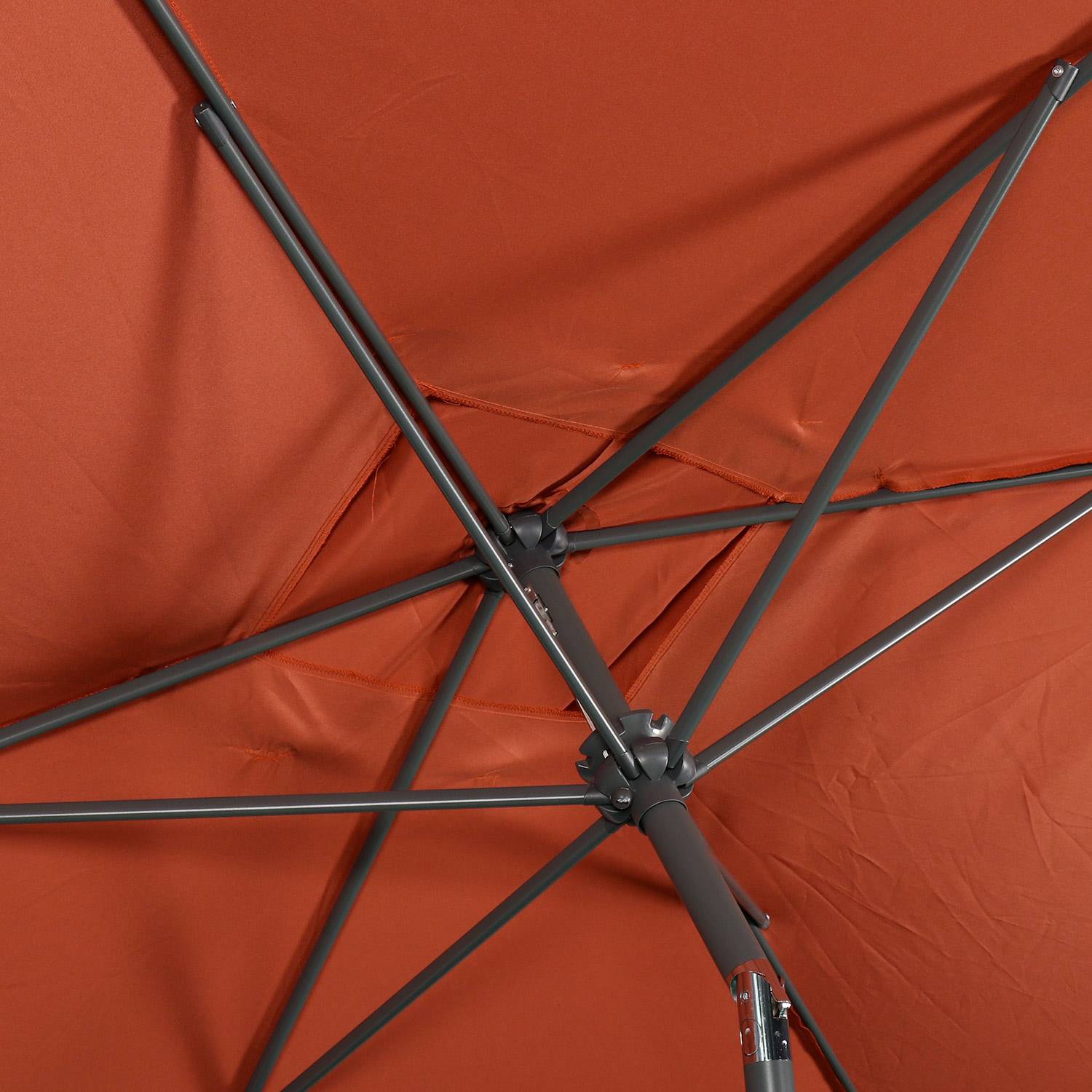 Parasol droit rectangulaire 2x3m - Touquet terracotta - mât central en aluminium orientable et manivelle d'ouverture Photo5