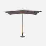 Parasol droit rectangulaire en bois 2x3m - Cabourg Gris - mât central en bois, système d'ouverture manuelle, poulie Photo2