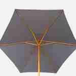Parasol droit rond en bois 3m - Cabourg Gris - mât central en bois, Ø300cm, système d'ouverture manuelle, poulie Photo3
