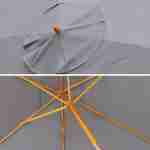 Parasol droit rond en bois 3m - Cabourg Gris - mât central en bois, Ø300cm, système d'ouverture manuelle, poulie Photo4