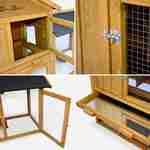 Clapier en bois HOTOT pour lapin et autres rongeurs, 4 lapins, cage à lapin avec enclos, espace intérieur et extérieur, poulailler Photo3