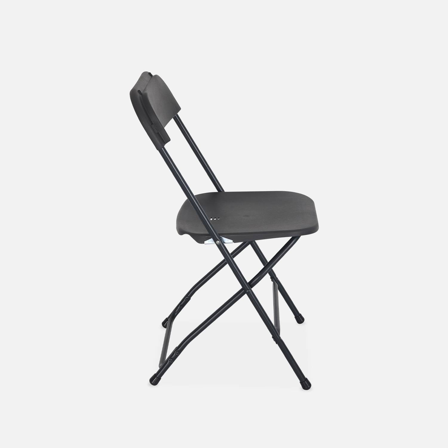  Chaises de réception pliantes – Fiesta – 6 chaises d'appoint en plastique gris foncé et métal Photo3