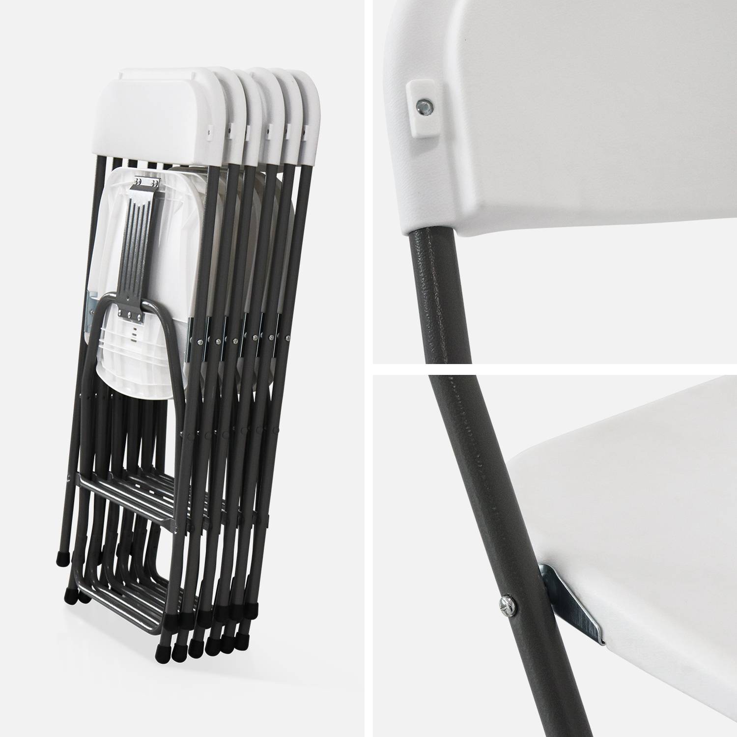  Klappbare Party-Stühle - Fiesta - 6 Stühle aus Kunststoff und Metall Photo6