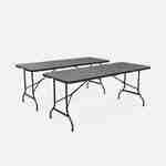 Juego de 2 mesas de recepción, 180 cm, plegables, con asa de transporte, gris oscuro  Photo3