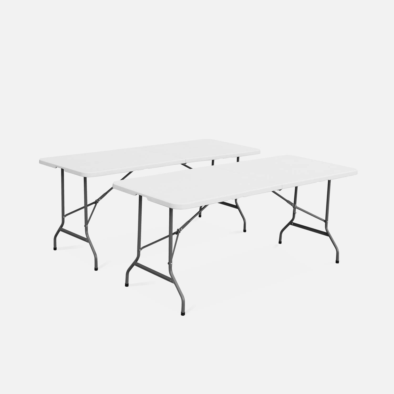 Set van 2 inklapbare partytafels van kunststof in wit 180cm Photo4