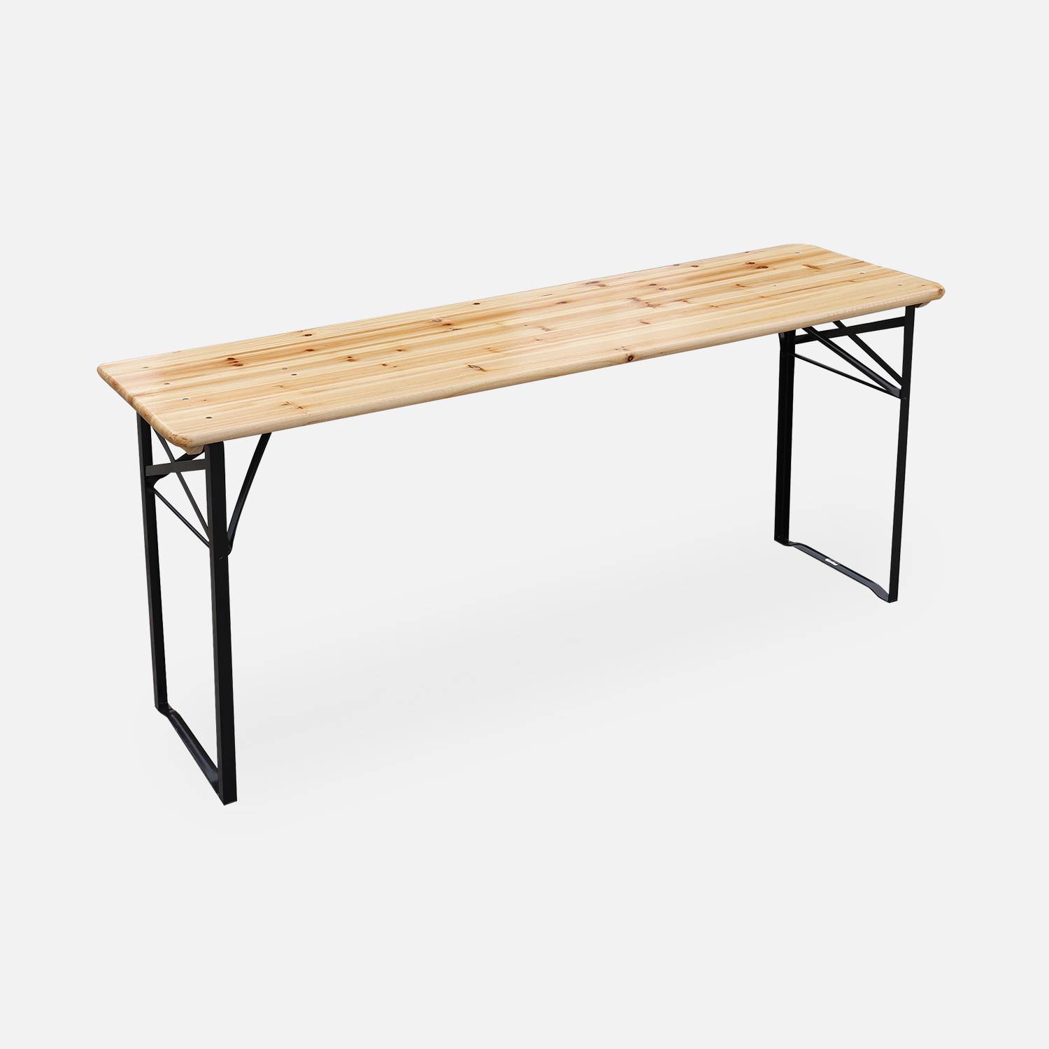 Table en bois 180cm avec 2 bancs – BAYONNE – Esprit brasserie, pliable, 6 personnes Photo9