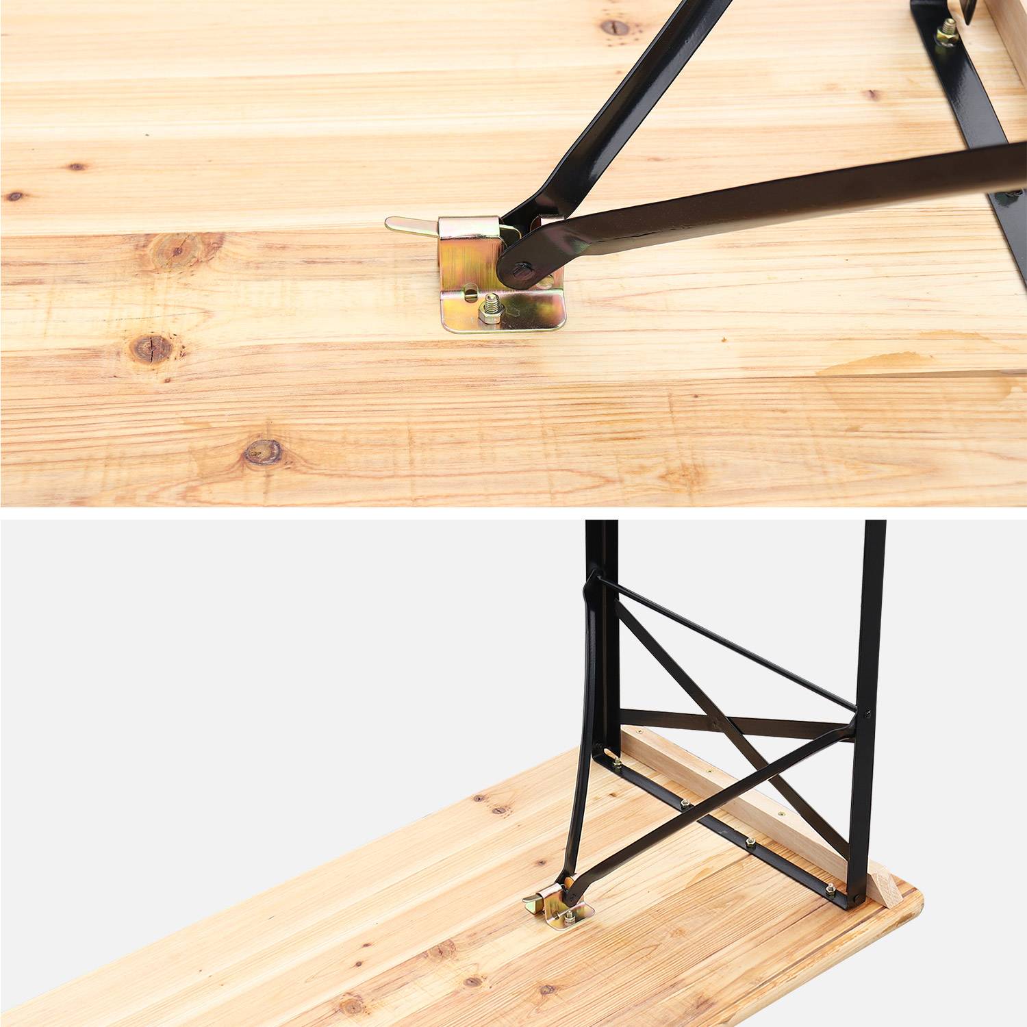 Holztisch 180 cm mit 2 Sitzbänken - BAYONNE - Brauhausstil, klappbar, für 6 Personen Photo8