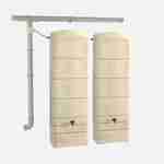 Lot de 2 récupérateurs d'eau mural Chastang 300L beige avec kit raccord chéneau inclus Photo2