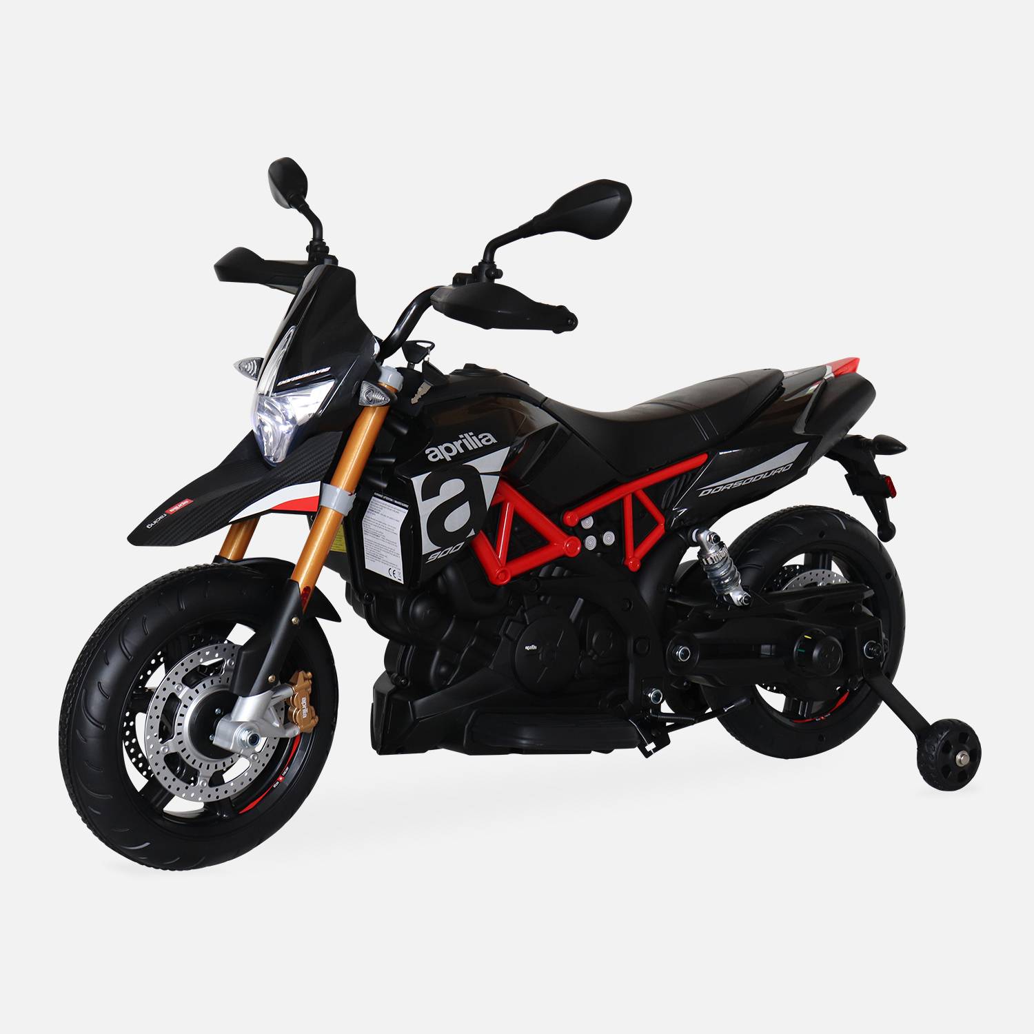 Aprilia black Dorsoduro 900, moto eléctrica para crianças 12V 4.5Ah, 1 lugar com rádio Photo1