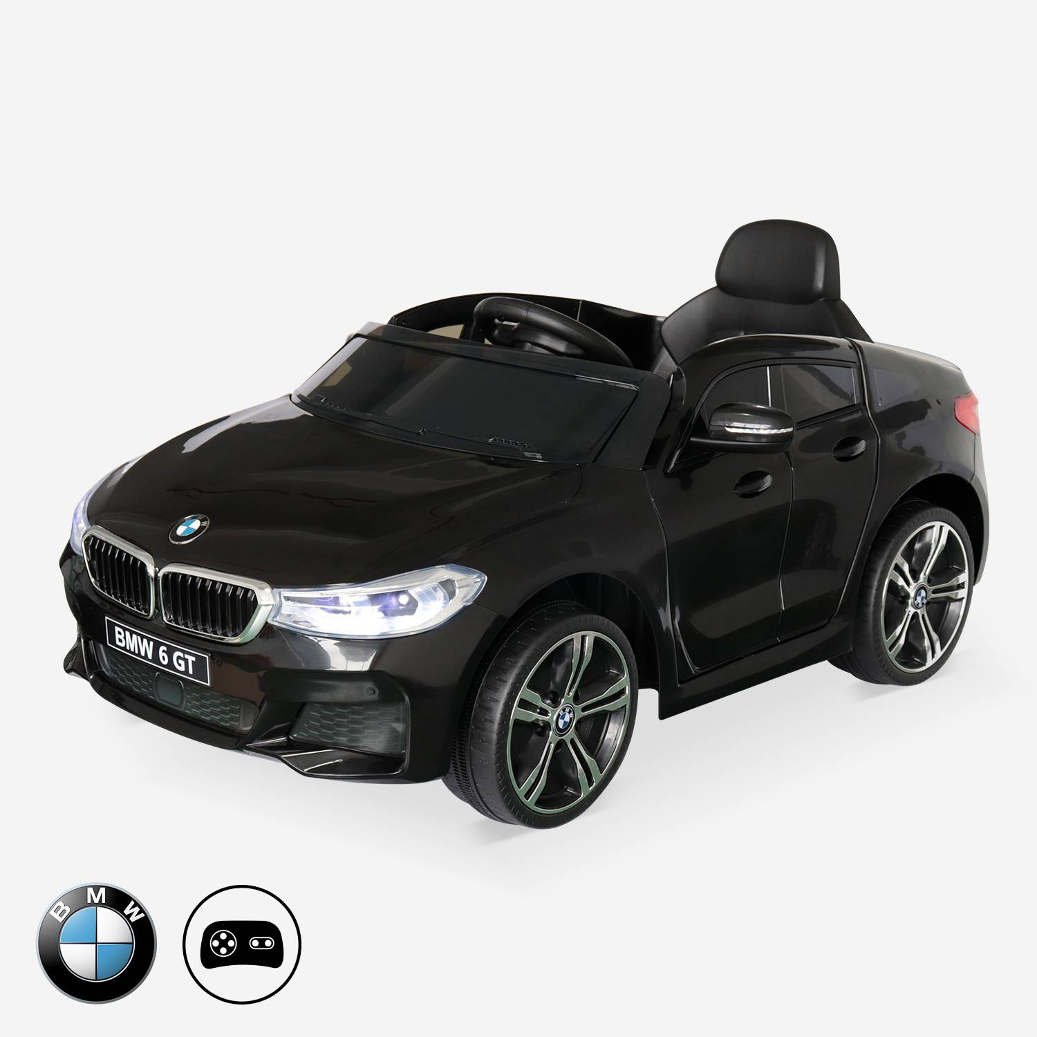 BMW Série 6 GT Gran Turismo noire, voiture électrique pour enfants 12V 4 Ah, 1 place, avec autoradio et télécommande Photo2