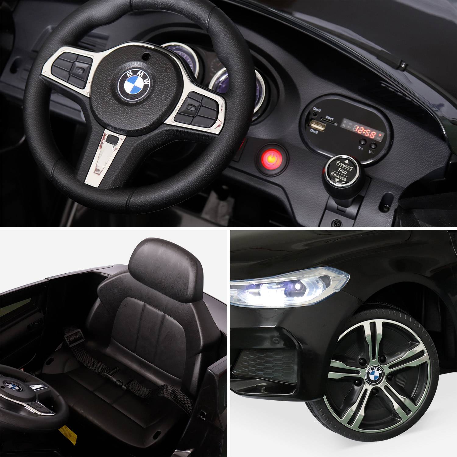 BMW Série 6 GT Gran Turismo noire, voiture électrique pour enfants 12V 4 Ah, 1 place, avec autoradio et télécommande Photo4