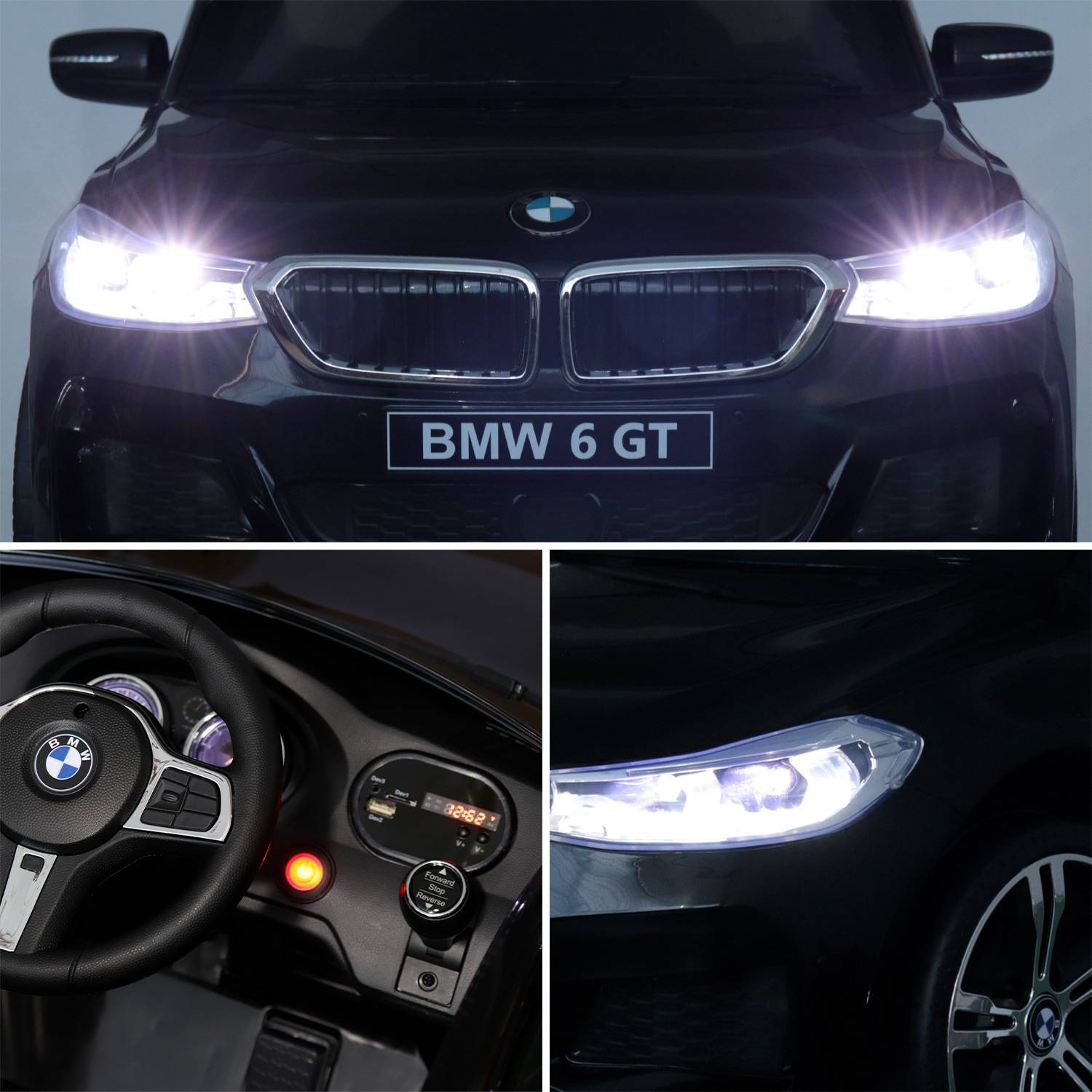 BMW GT6 Gran Turismo zwart, elektrische auto 12V, 1 plaats, cabriolet voor kinderen met autoradio en afstandsbediening Photo5