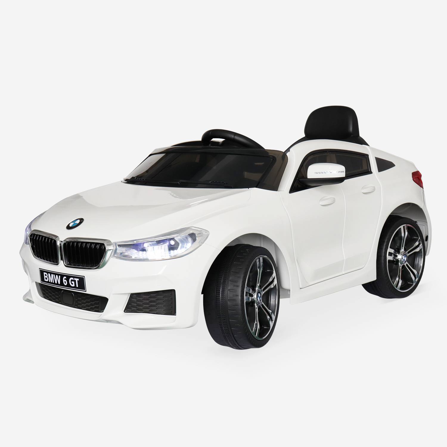 BMW GT6 Gran Turismo blanche, voiture électrique 12V, 1 place, cabriolet pour enfants avec autoradio et télécommande Photo2
