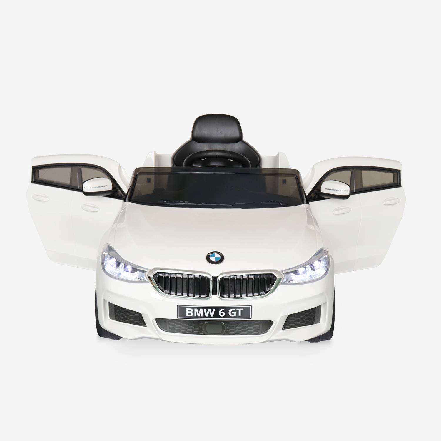 BMW GT6 Gran Turismo blanco, coche eléctrico 12V, 1 plaza, descapotable para niños con autorradio y mando a distancia Photo6
