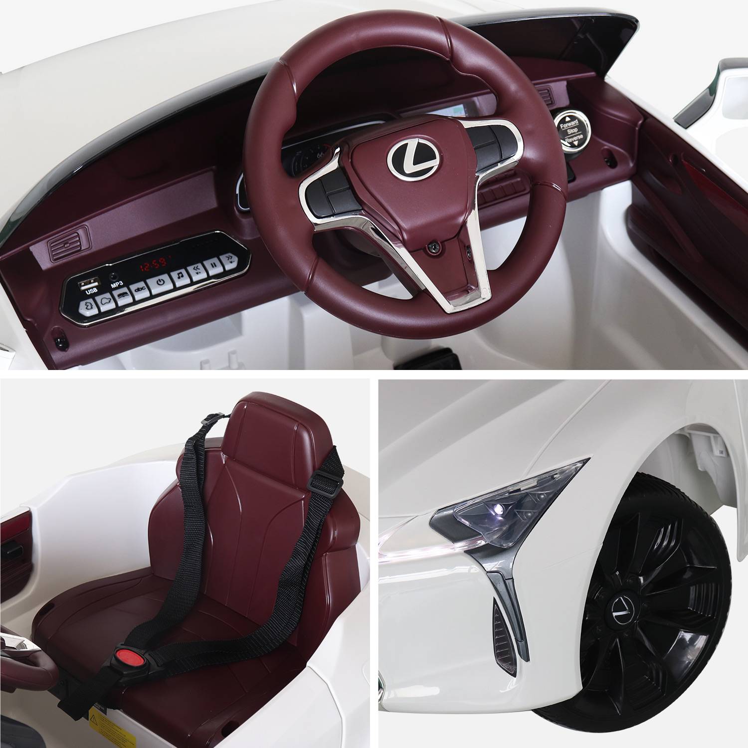 Lexus LC500 Wit elektrische auto 12V, 1 plaats, 4x4 voor kinderen met autoradio en afstandsbediening Photo5