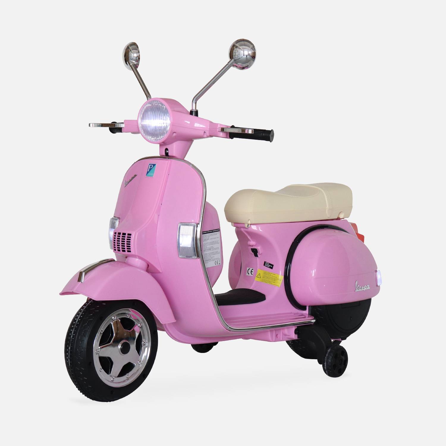 Vespa rosa PX150, scooter eléctrico para niños 12V 4.5Ah, 1 asiento con radio Photo1