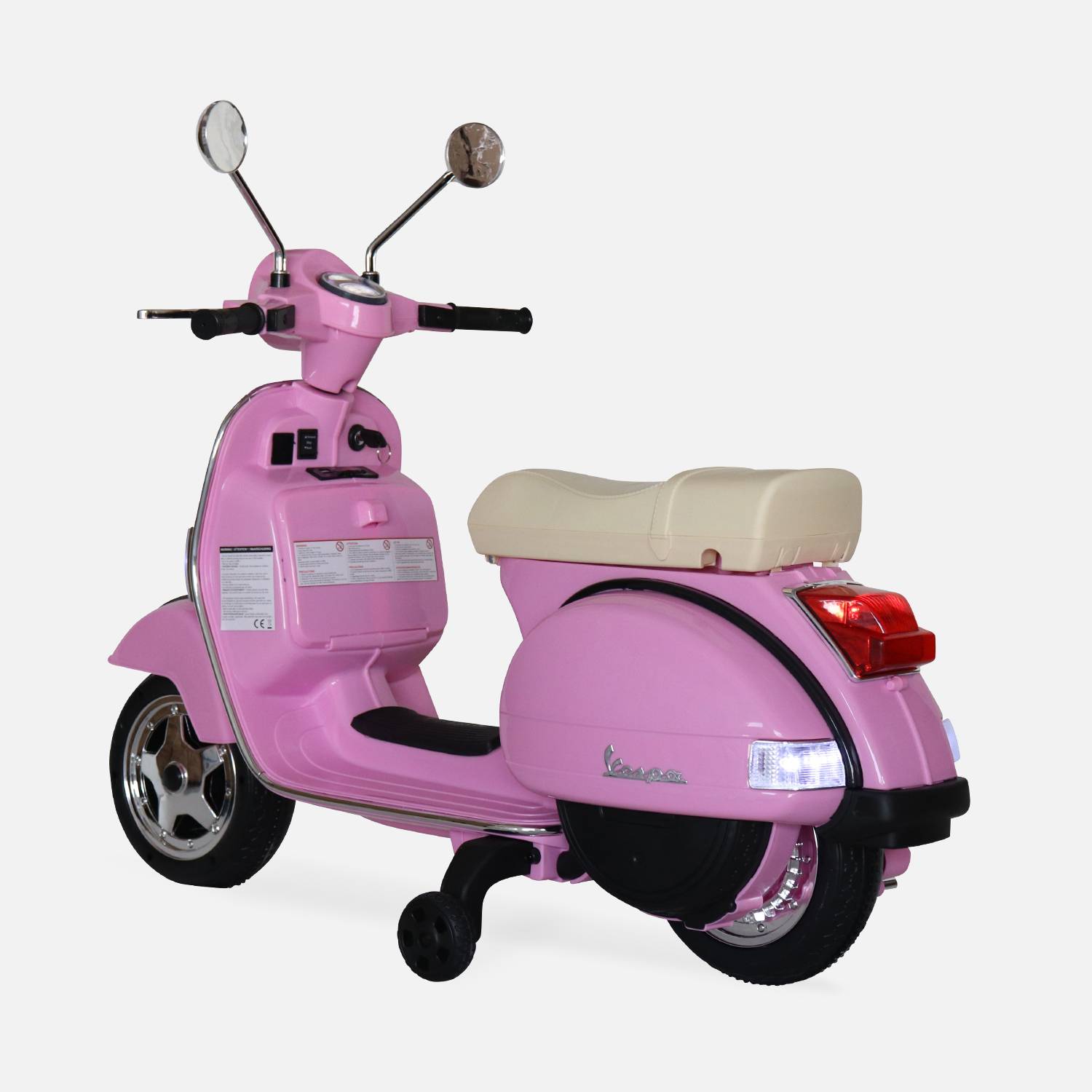 Vespa rosa PX150, scooter eléctrica para crianças 12V 4.5Ah, 1 assento com auto-rádio Photo2