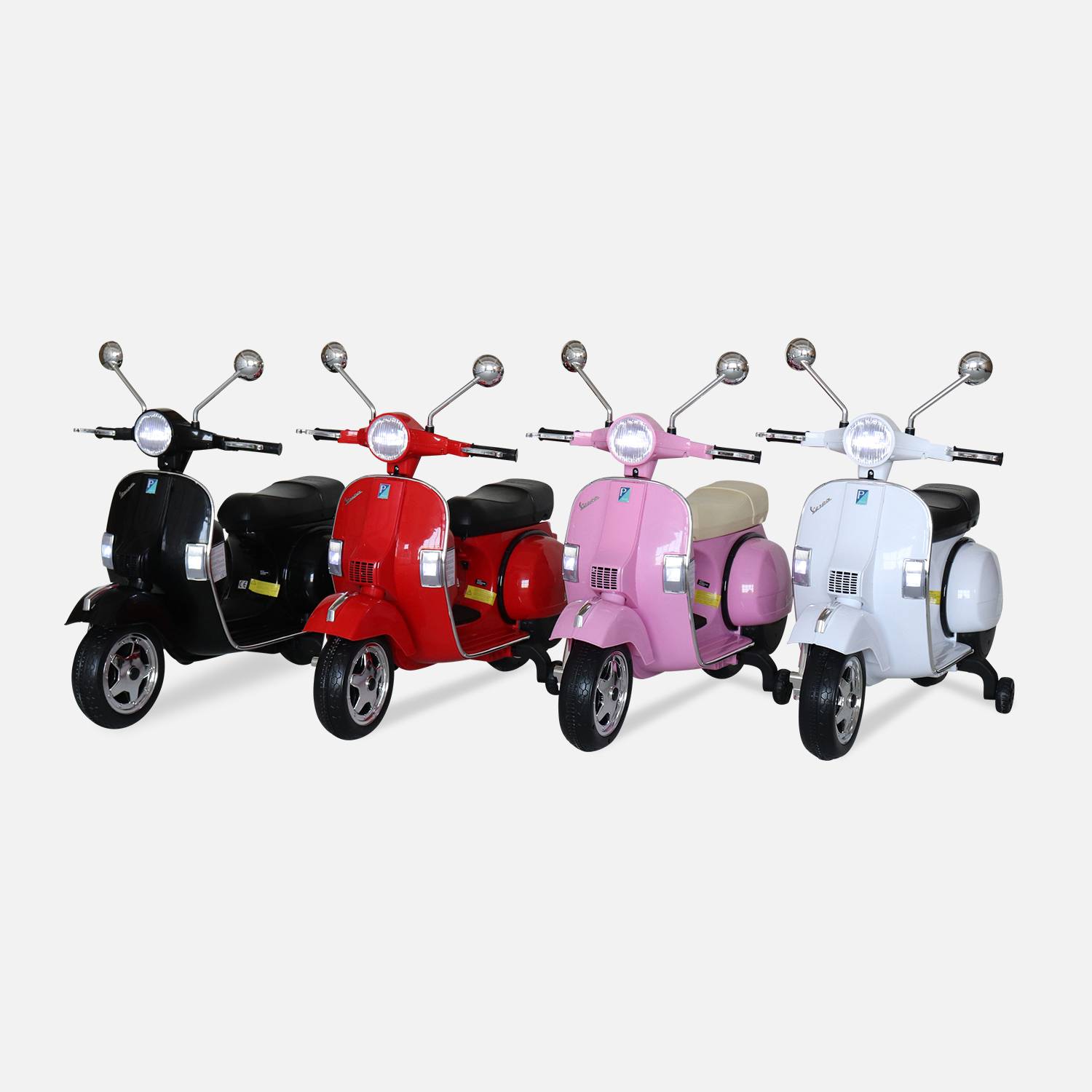 Roze Vespa PX150, elektrische scooter voor kinderen 12V 4.5Ah, 1 plaats met radio Photo4