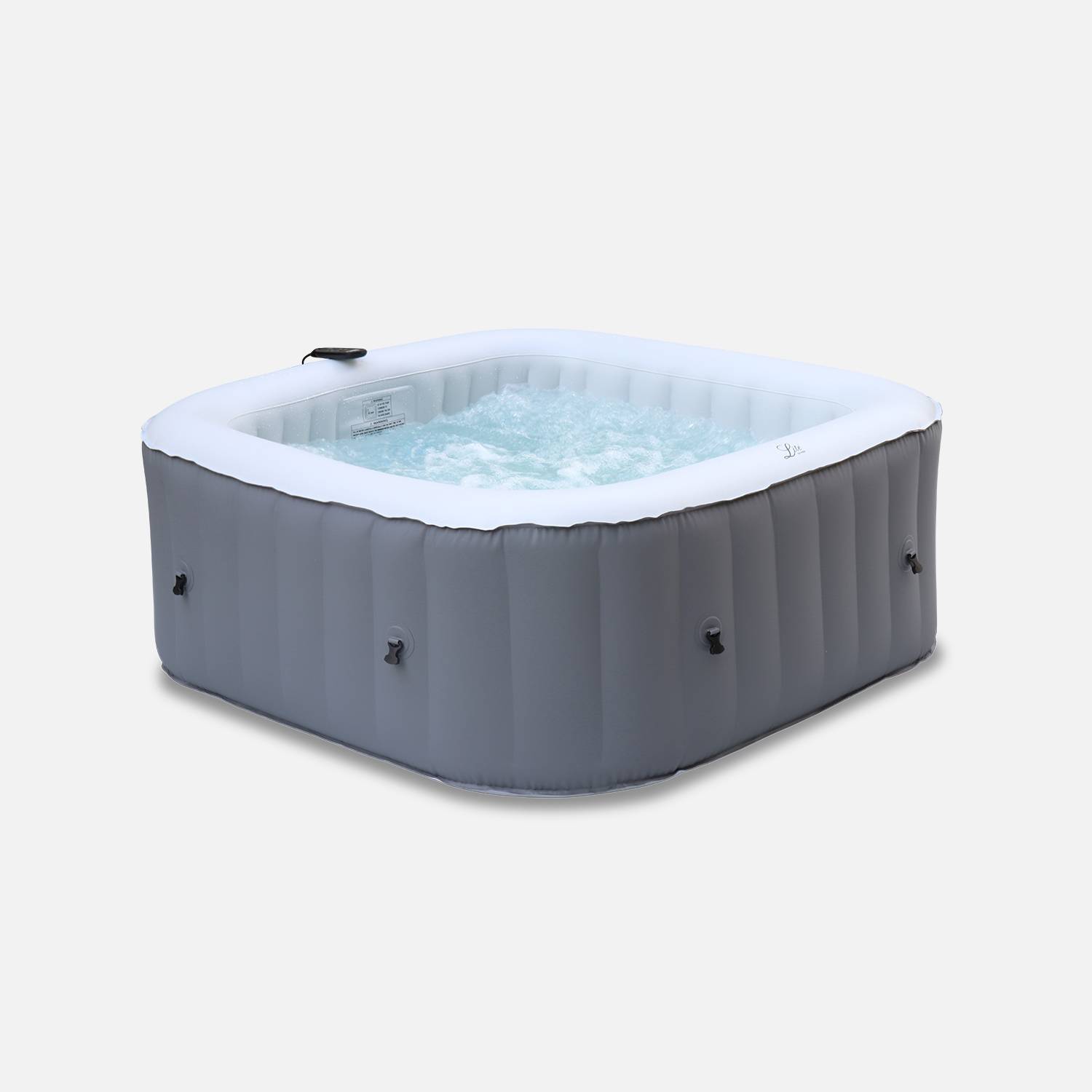 Spa MSPA gonflable carré – Fjord 4 - 4 places,  système anti-gel et désinfection UVC + bâche, 160cm, PVC, pompe, chauffage, gonfleur, filtre Photo1
