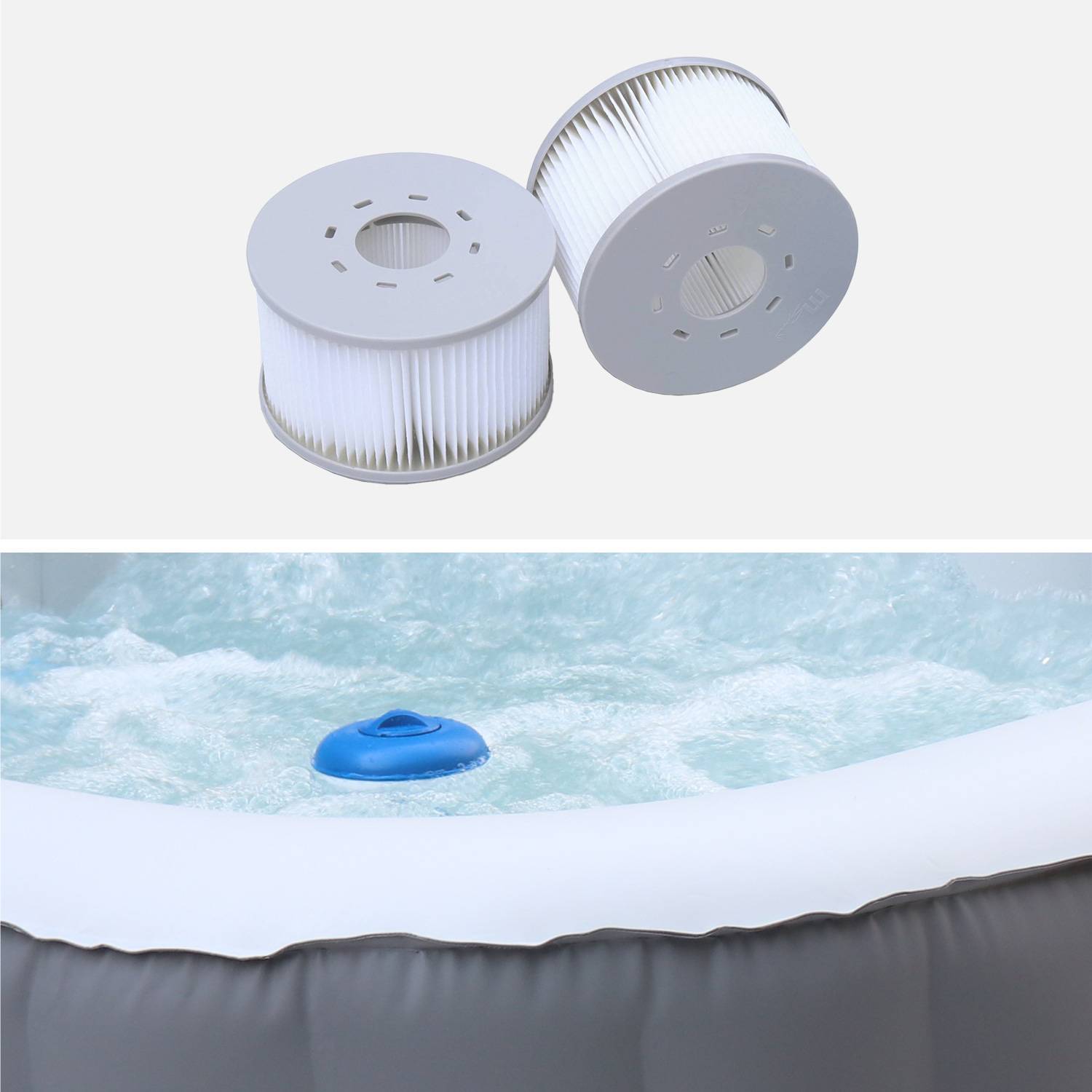 Spa MSPA gonflable rond – Kili 4 gris 4 places - système anti-gel et de désinfection UVC + bâche, 180 cm, pompe, chauffage, gonfleur, filtre Photo5