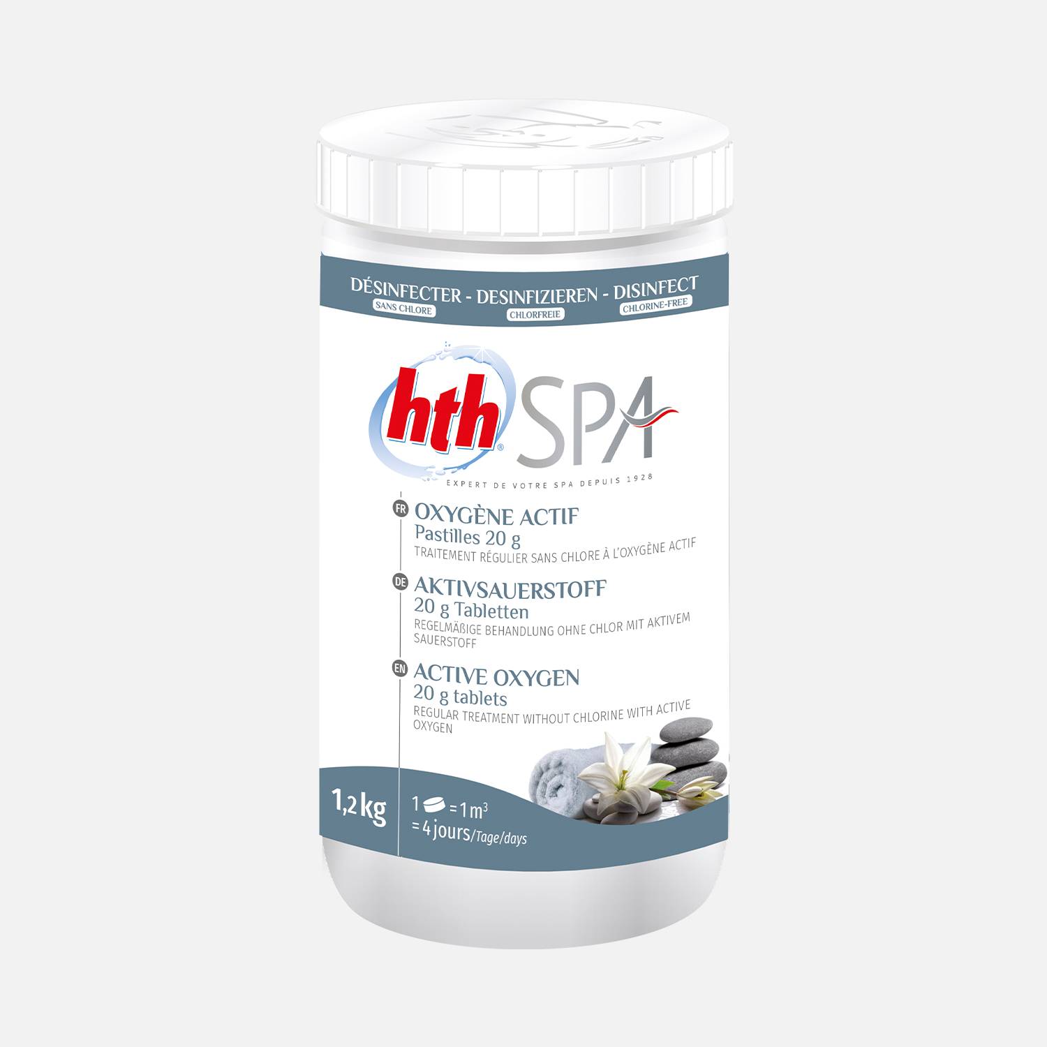 Désinfectant en pastilles à l'oxygène actif HTH, traitement et entretien de l'eau du spa Photo1