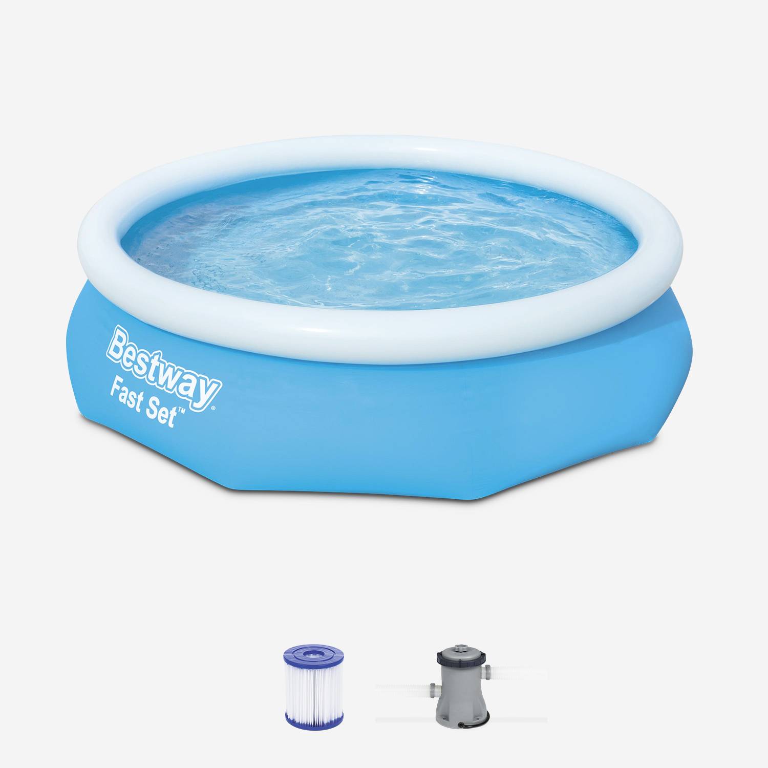 Piscine gonflable autoportante bleue BESTWAY – Diamant ⌀ 300 x 76 cm - piscine hors sol autostable ronde avec filtre à cartouche et 1 cartouche incluse Photo1