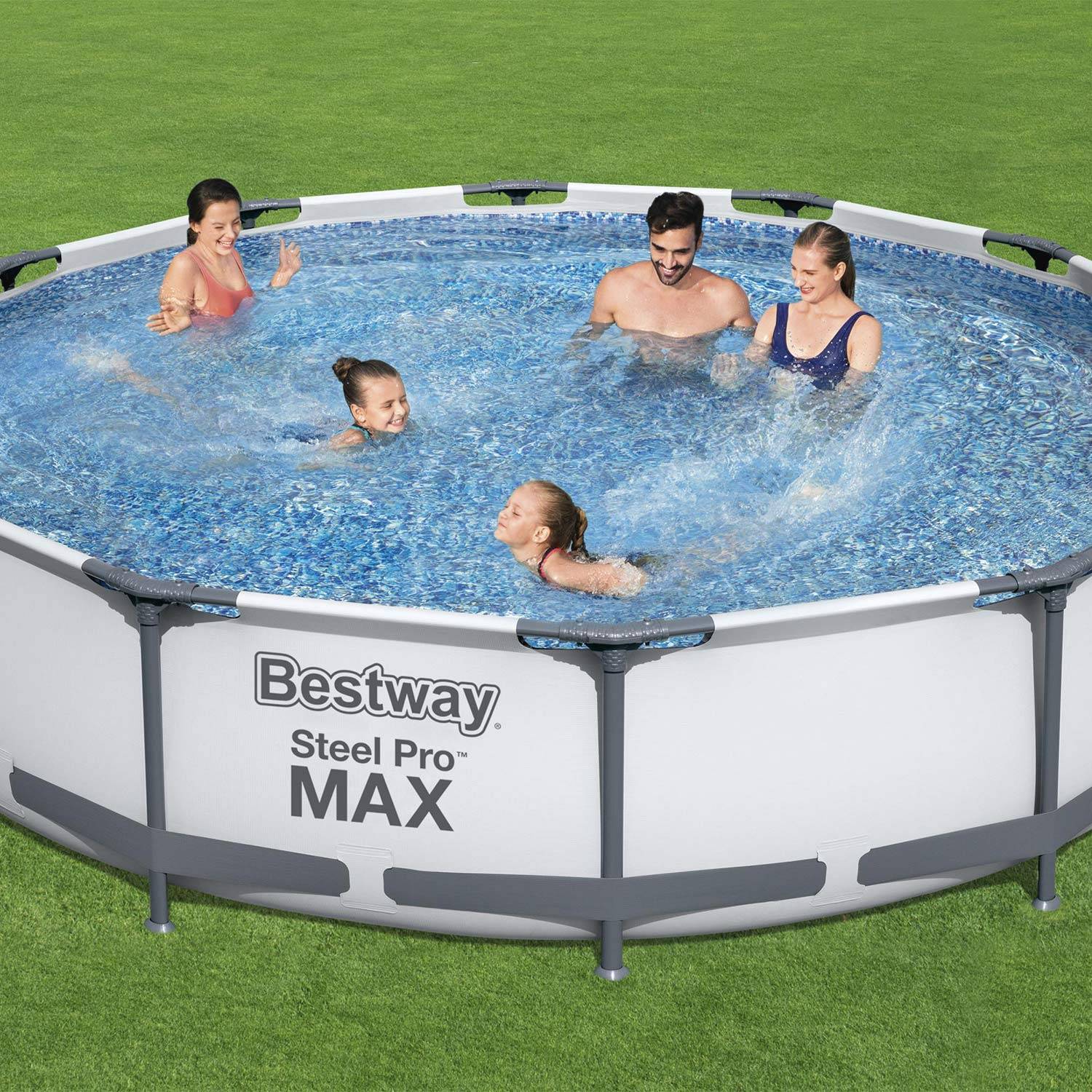 Piscina tubular BESTWAY - Opalita gris - piscina redonda Ø3,6m con bomba de filtración, piscina sobre tierra, marco de acero Photo2