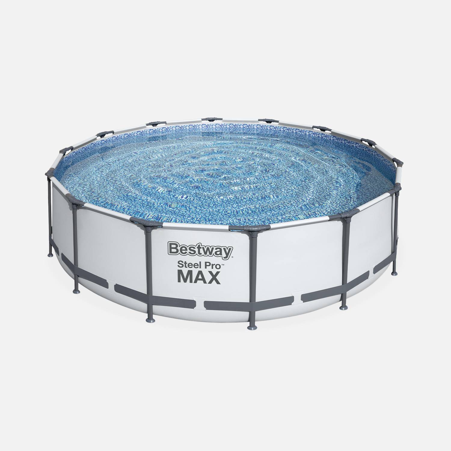 Piscina tubular BESTWAY - Peridot 14,5m² gris - piscina redonda Ø4,3m con bomba de filtración, escalera y cubierta de protección, piscina sobre tierra, estructura de acero Photo4