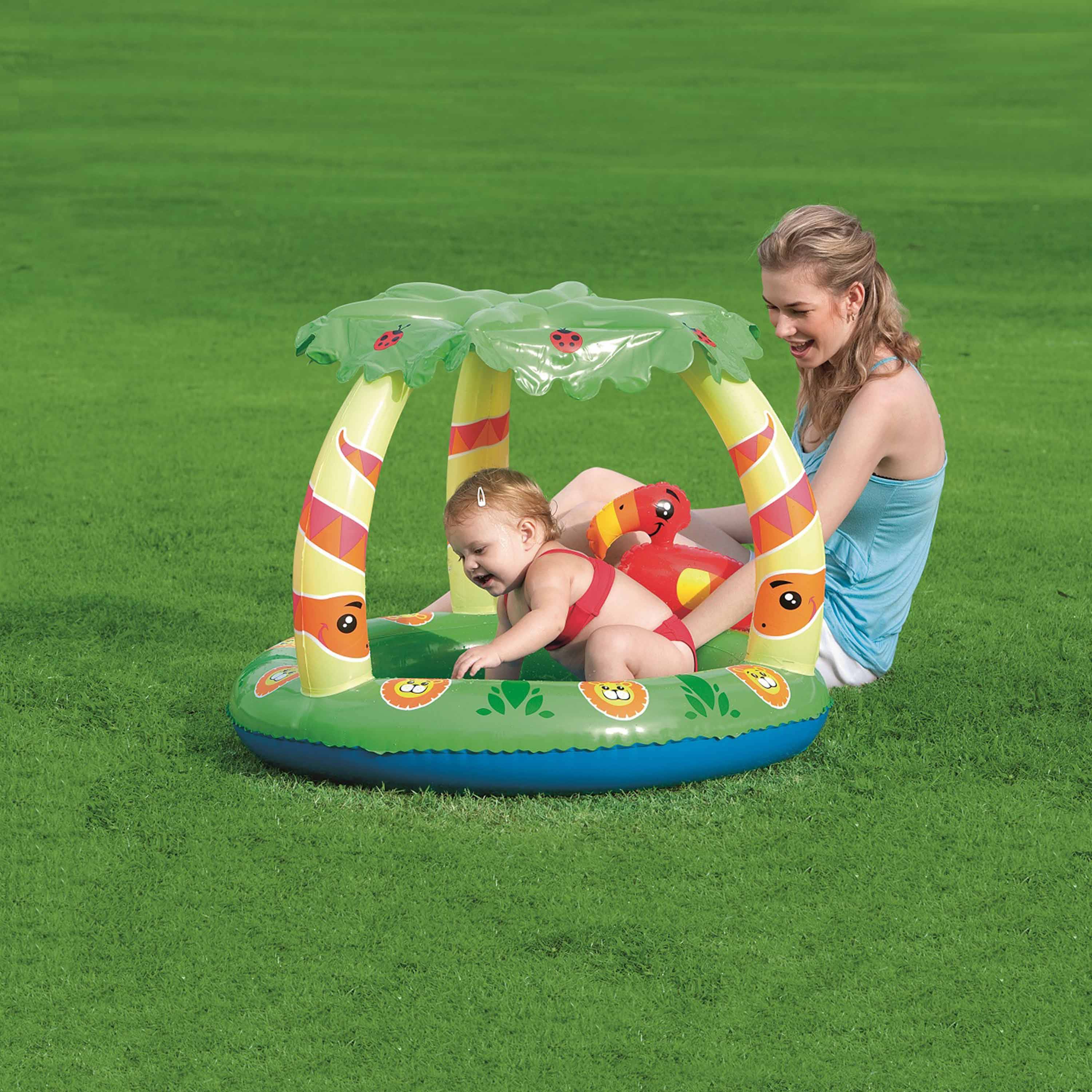 Pataugeoire gonflable CALAO, piscine pour bébé avec pare-soleil, 99x91x71cm Photo2