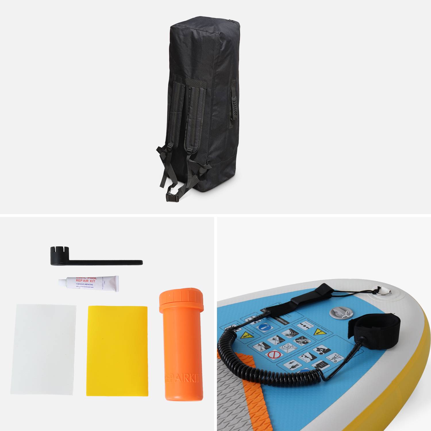 Pack stand up paddle gonflable Nico 9'9" avec pompe haute pression, pagaie, leash et sac de rangement inclus Photo4