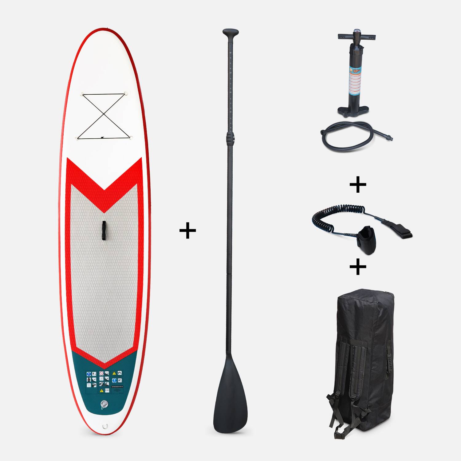 Opblaasbare stand-up paddle pack 10'10" met hogedrukpomp, peddel, leash en opbergzak Photo1