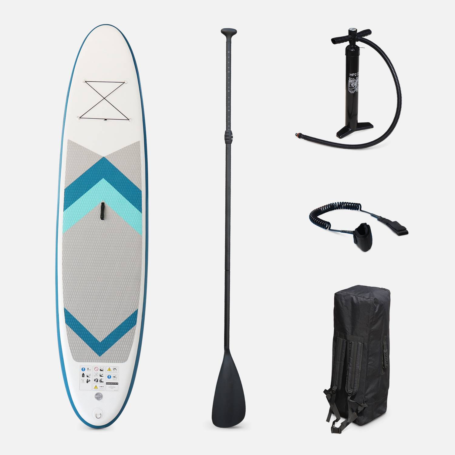 Opblaasbare stand-up paddle pack LIO 11'10" met hogedrukpomp, peddel, leash en opbergzak Photo1