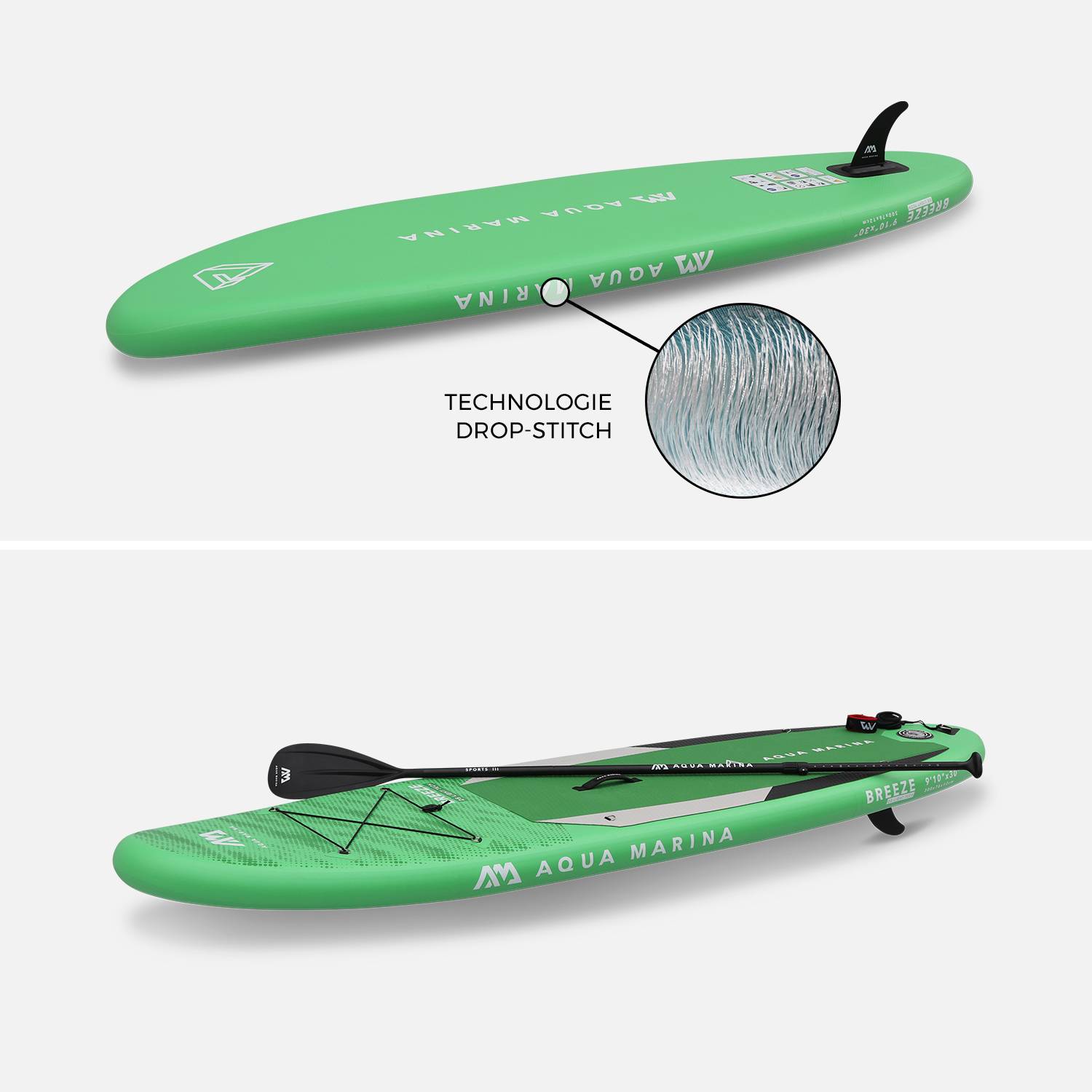 Sup, Paddle surf inflável, verde 9'10 '', mochila de transporte + insuflador + remo extensível + coleira Photo2