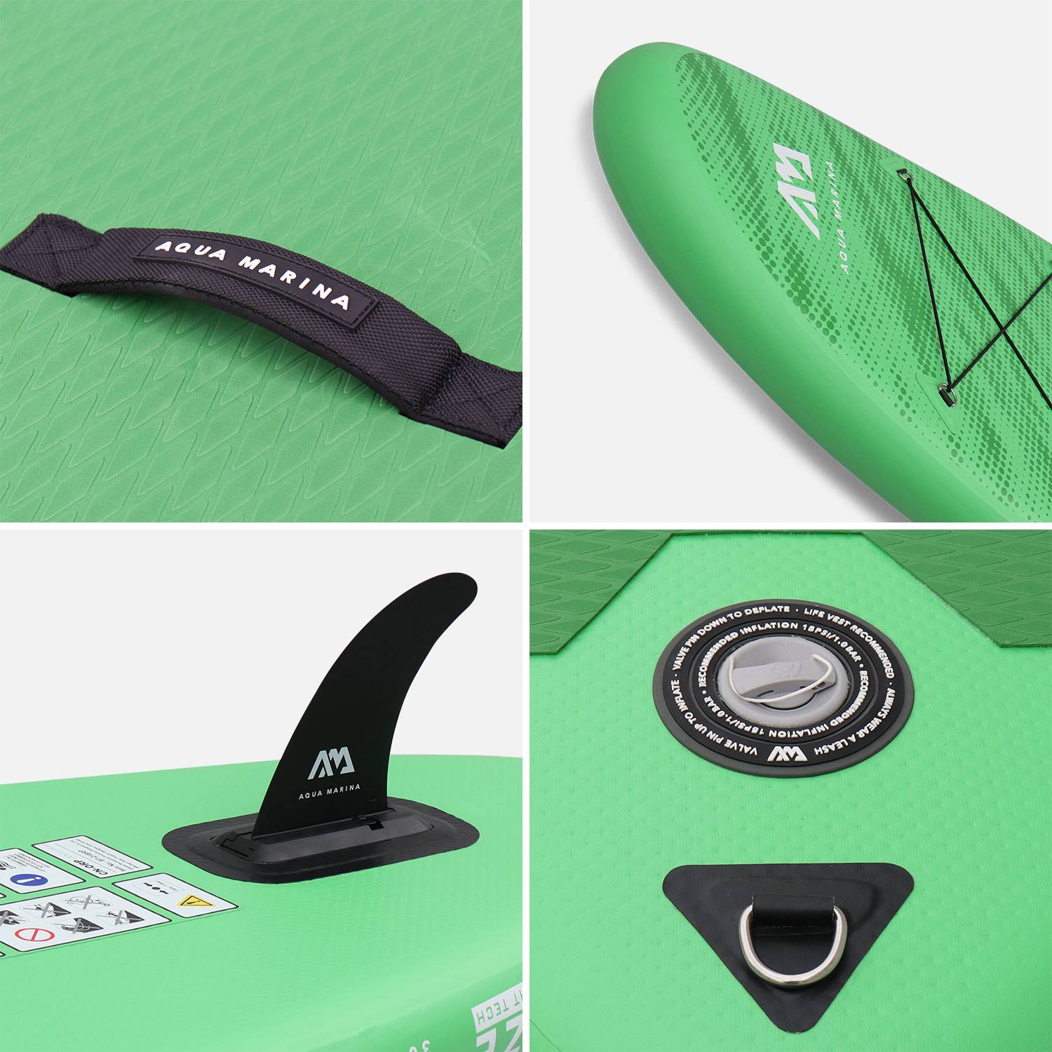 Sup, Paddle surf inflável, verde 9'10 '', mochila de transporte + insuflador + remo extensível + coleira Photo3