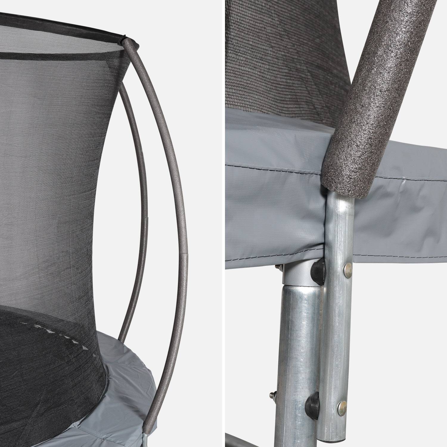 Cama elástica redonda 250 cm gris con red de seguridad interna - Plutón INNER Photo2