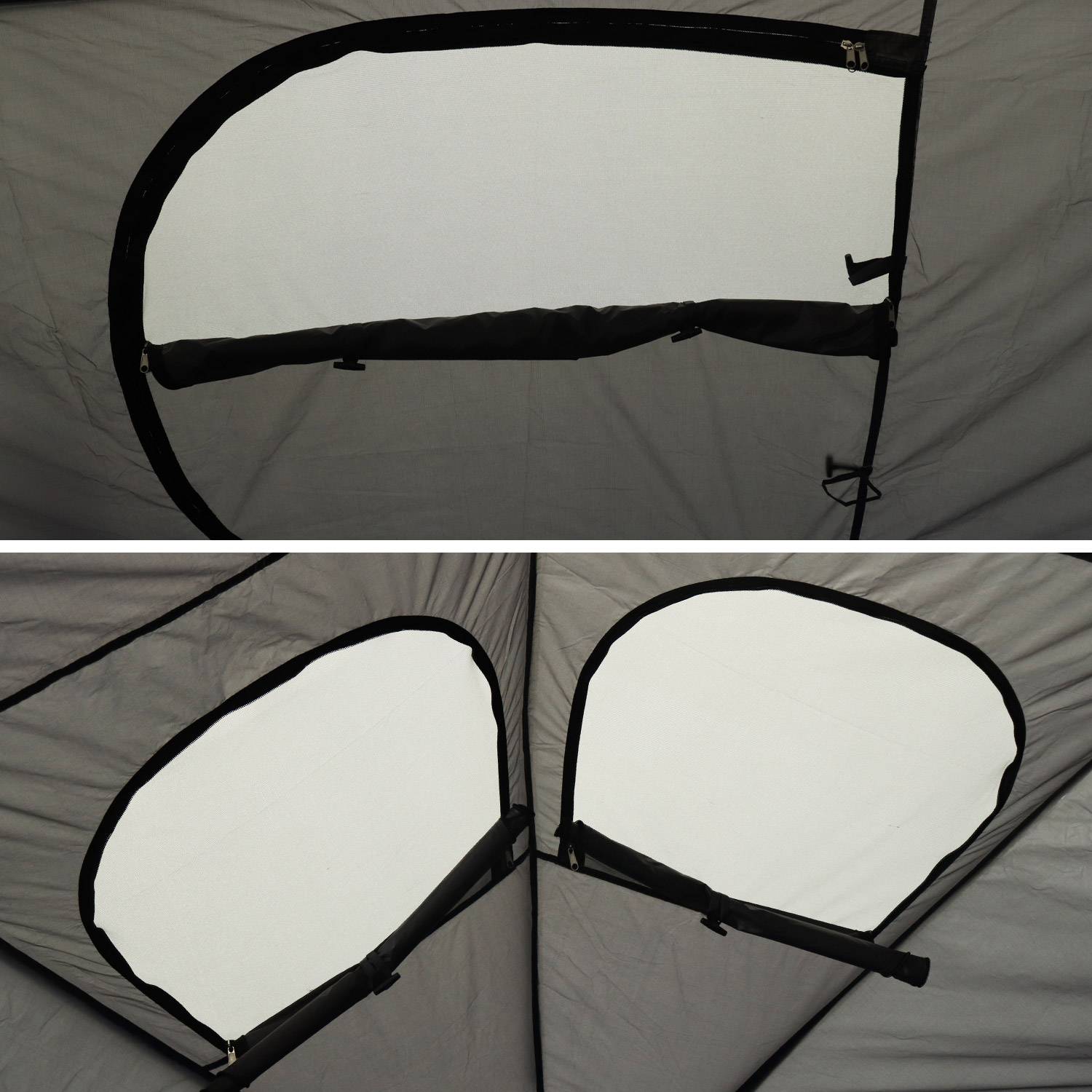 Tente de camping pour trampoline Ø430cm (filet intérieur et extérieur) polyester, traité anti UV, 2 portes, 4  fenêtres & sac de transport Photo5