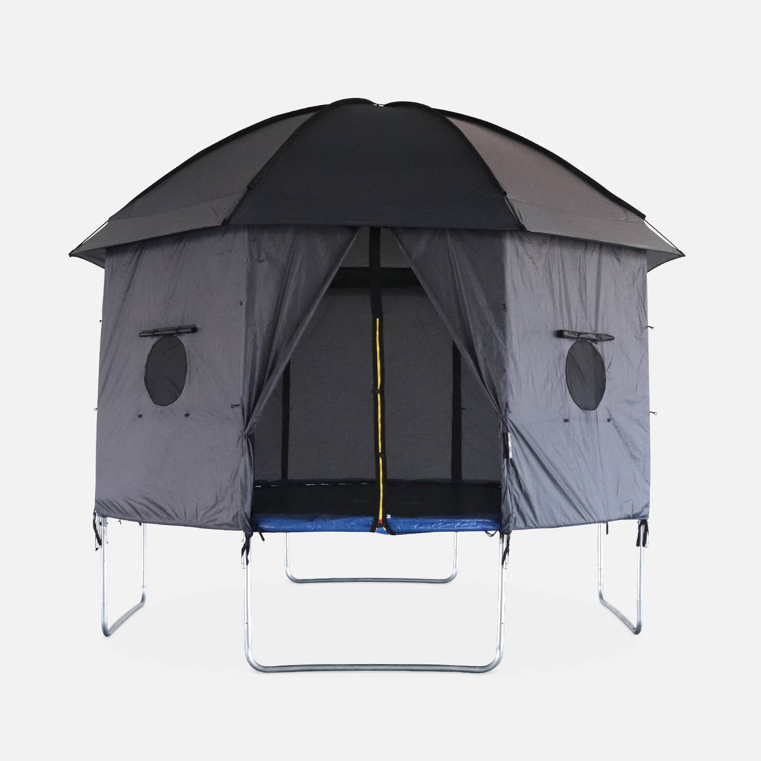 Tente de camping pour trampoline, cabane, polyester, traité anti UV, 1 porte, 4  fenêtres et sac de transport Photo2