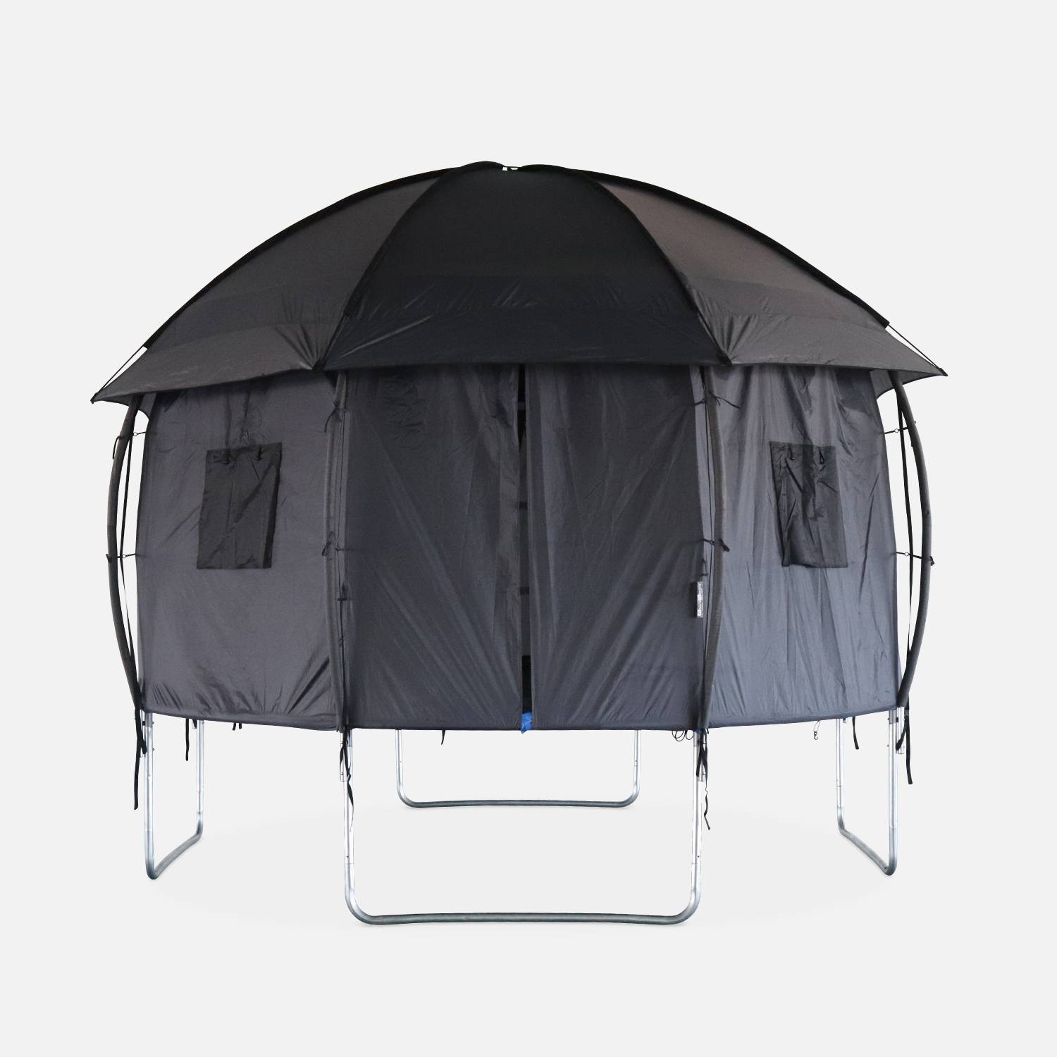 Tente de camping pour trampoline, cabane, polyester, traité anti UV, 1 porte, 4  fenêtres et sac de transport Photo3
