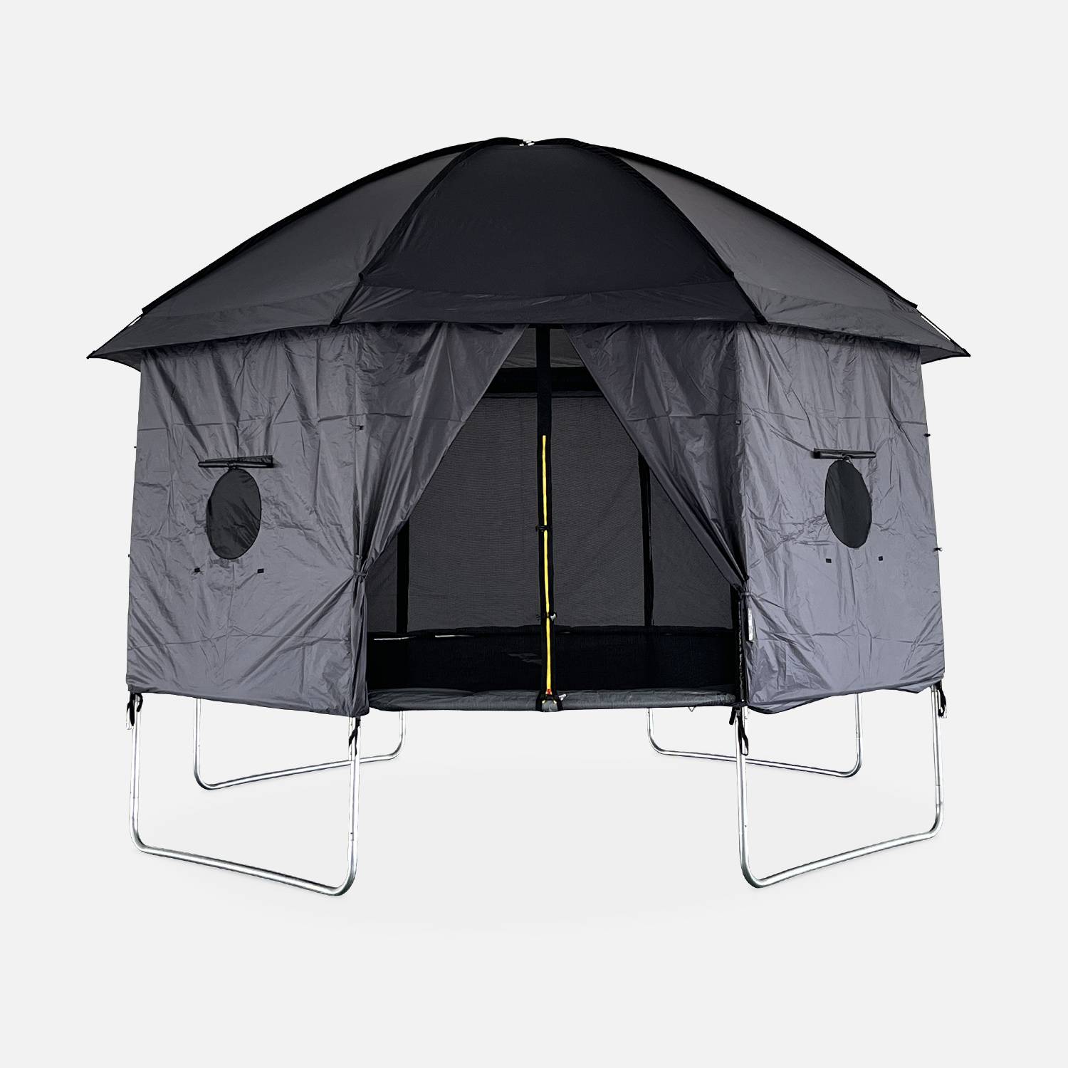 Tente de camping pour trampoline, cabane, polyester, traité anti UV, 1 porte, 4 fenêtres et sac de transport Photo2