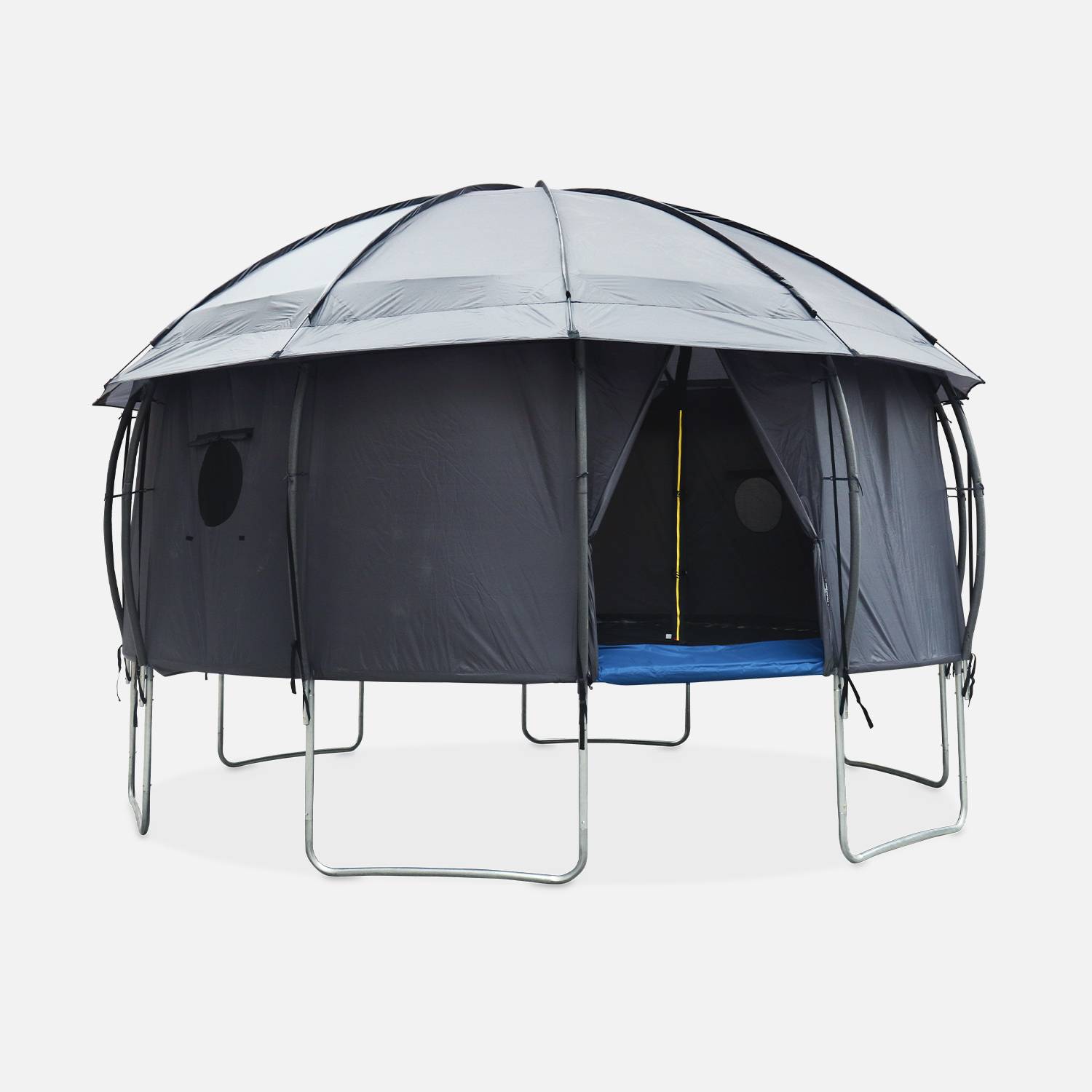 Tente de camping pour trampoline, cabane, polyester, traité anti UV, 1 porte, 5 fenêtres et sac de transport Photo1