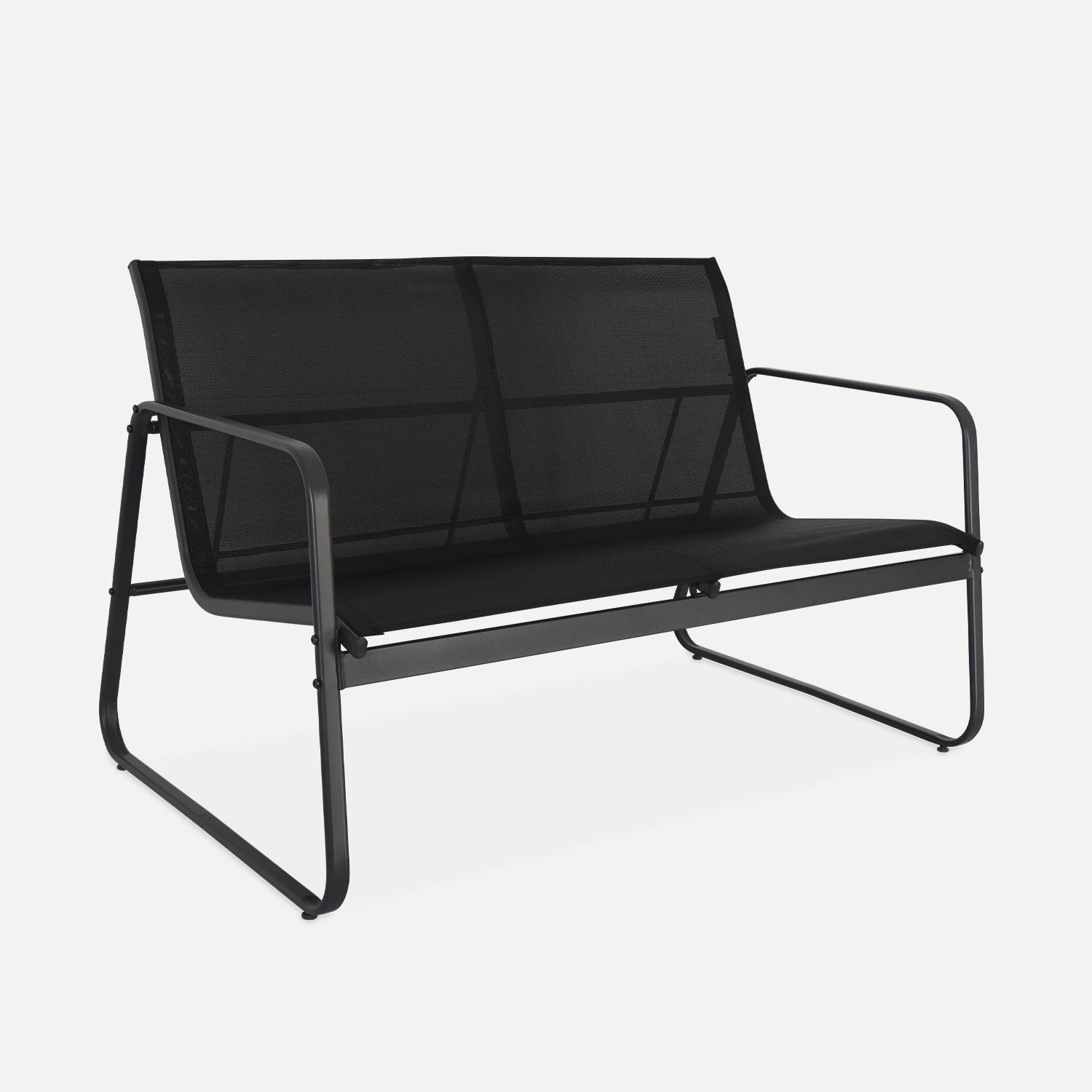 Balkon loungeset metaal en textilene voor 4 personen, zwart, design   Photo4