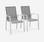 Set van 2 aluminium en textileen stoelen, opstapelbaar taupe