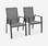 Lot de 2 fauteuils - Washington Anthracite - En aluminium anthracite et textilène gris taupe, empilables