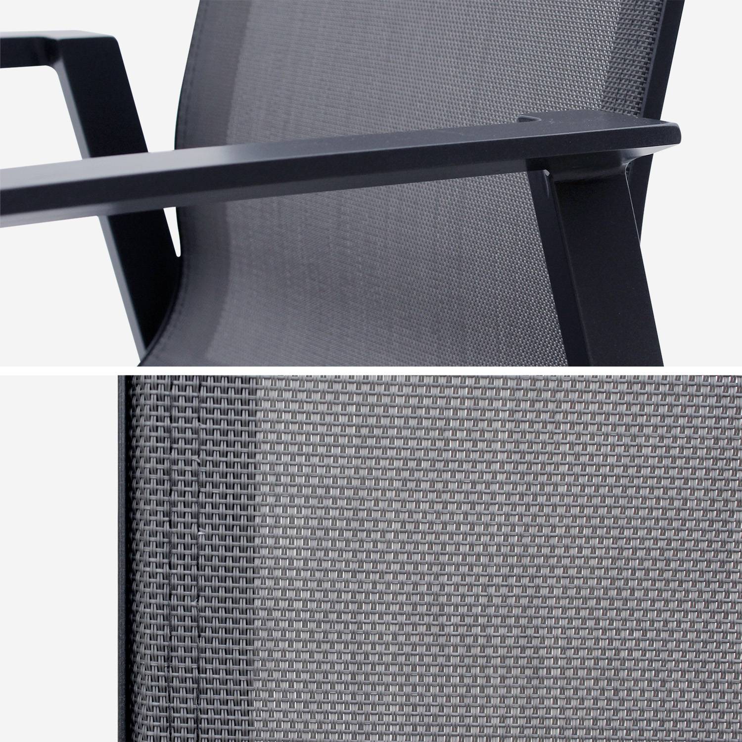 Lot de 2 fauteuils - Washington Anthracite - En aluminium anthracite et textilène gris taupe, empilables Photo4