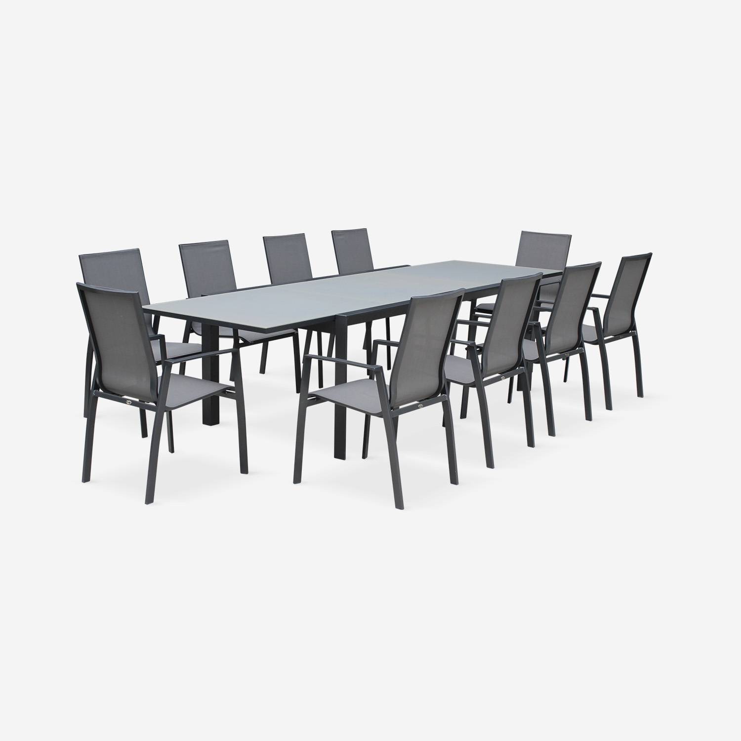 Juego de 2 sillas - Washington - Aluminio antracita y textileno gris oscuro, apilables Photo5