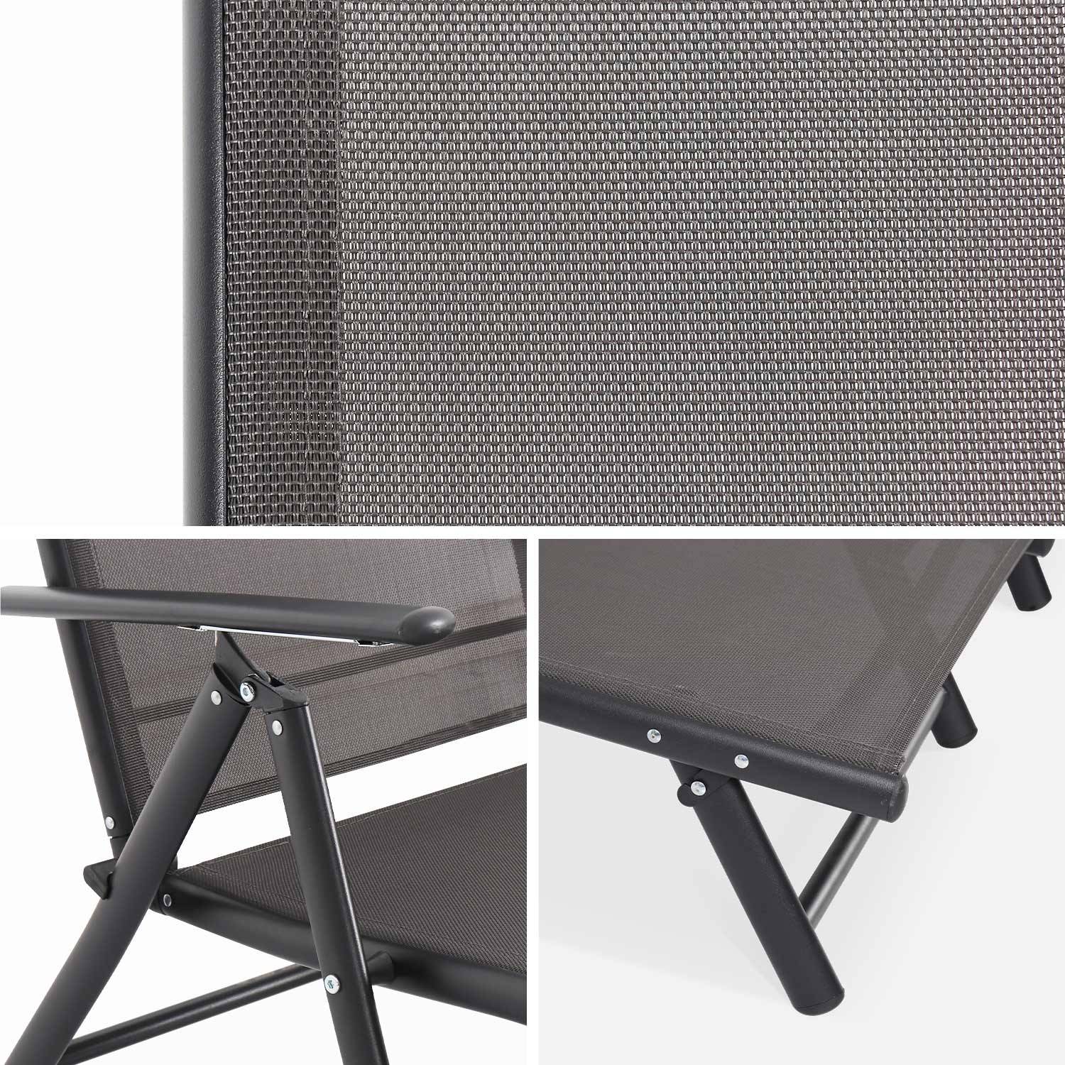 Set van 2 opvouwbare ligbedden - ligstoel - verstelbaar in 7 posities - antraciet Photo3
