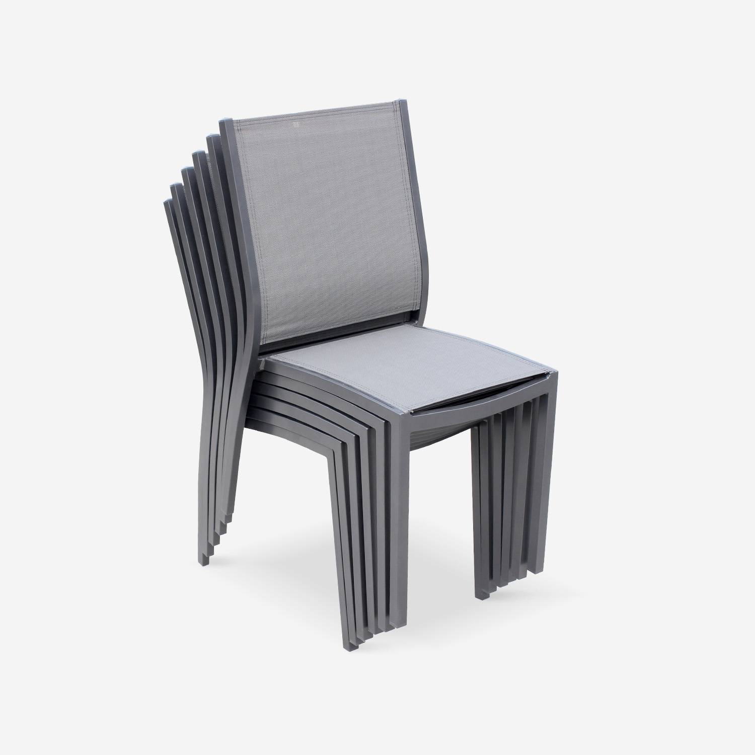 2er Set Gartenstühle - ORLANDO Farbe Anthrazit / Dunkelgrau - Gestell aus Aluminum, Sitz aus Textilene, stapelbar Photo2