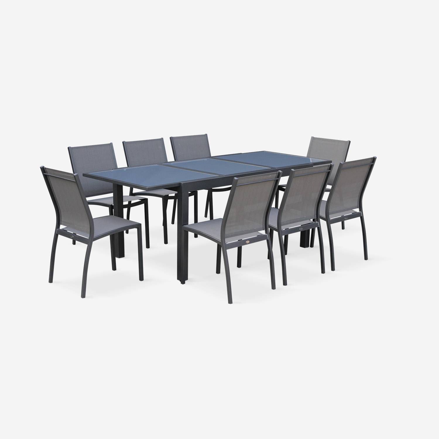 Lot de 2 chaises - Orlando Anthracite / Gris taupe - En aluminium  et textilène, empilables Photo4