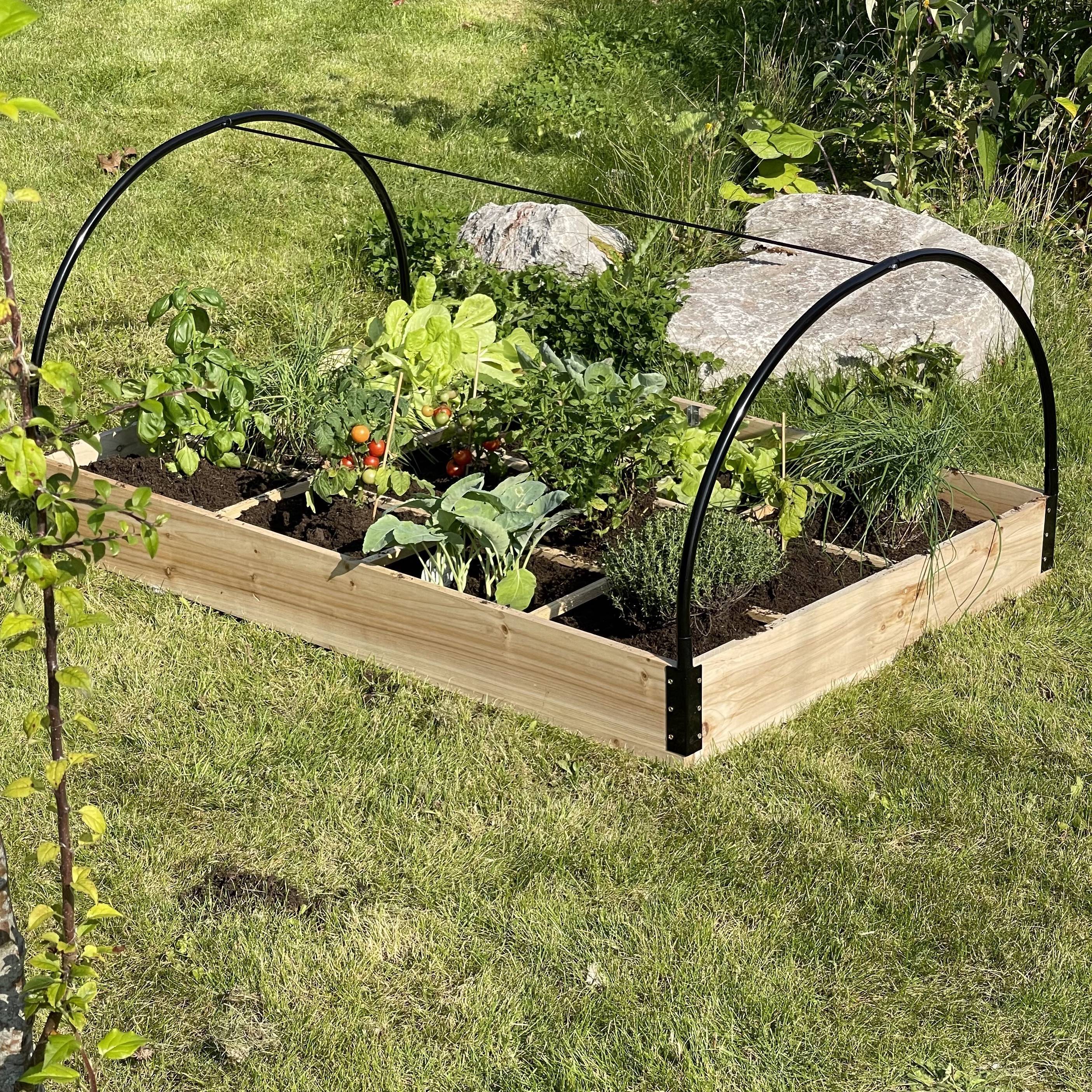 Mini serre de jardin 1m² avec base en bois et PVC Estragon, 12 compartiments, serre maraîchère Photo3
